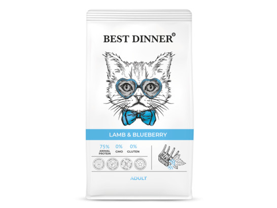 BEST DINNER для кошек При чувств. пищеварении и аллергии, Ягненок/голубика, 0.4кг