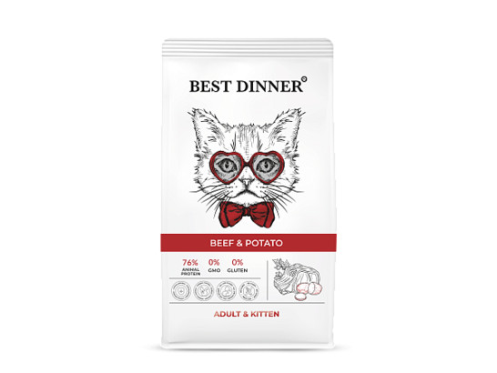 BEST DINNER для кошек и котят, Говядина/картофель, 0.4кг