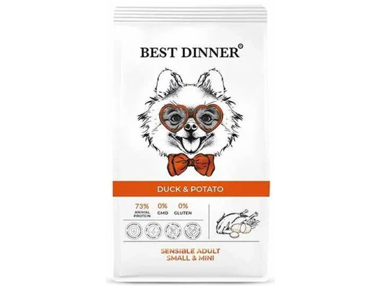 BEST DINNER для собак мелк.пород При чувств. пищеварении и аллергии, Утка/картофель, 1.5кг
