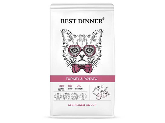 BEST DINNER для кошек Кастрир. и стерилизованных, Индейка/картофель, 0.4кг