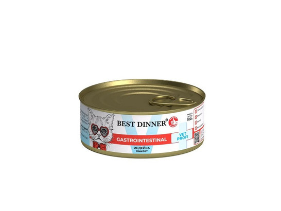 BEST DINNER для кошек Gastro Intestinal, Индейка, 0.1кг, конс.
