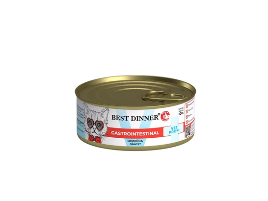 BEST DINNER для кошек Gastro Intestinal, Индейка, 0.1кг, конс.