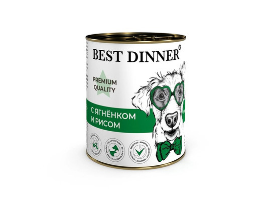 BEST DINNER для собак и щенков с 6 мес.Premium №5, Ягненок/рис, 0.34кг, конс.