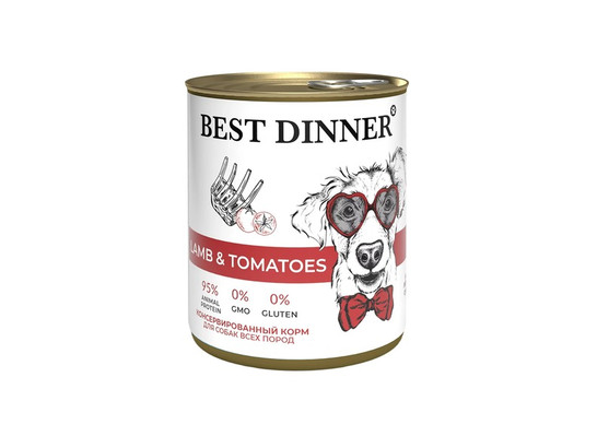 BEST DINNER для собак и щенков, Ягненок/томат, 0.85кг, конс.