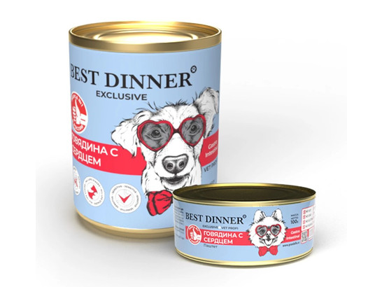 BEST DINNER для собак Gastro Intestinal, Говядина/сердце, 0.1кг, конс.