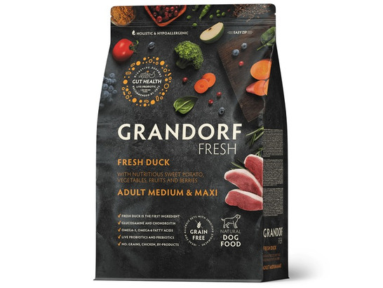 GRANDORF Fresh Dog Adult MED&MAXI Duck&Sweet Potato (Свежее мясо утки с бататом для собак средних и крупных пород) 3.0кг