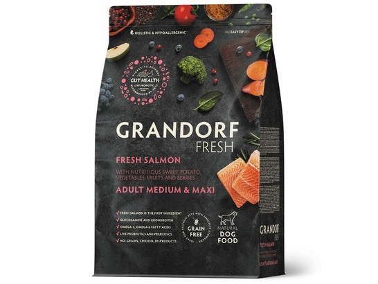 GRANDORF Fresh Dog Adult MED&MAXI Salmon&Sweet Potato (Свежее филе лосося с бататом для собак средних и крупных пород) 10.0кг
