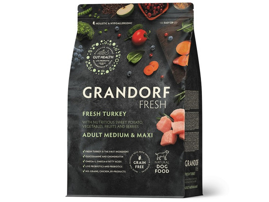 GRANDORF Fresh Dog Adult Med&Maxi Turkey&Sweet Potato (Свежее мясо индейки с бататом для собак средних и крупных пород) 10кг