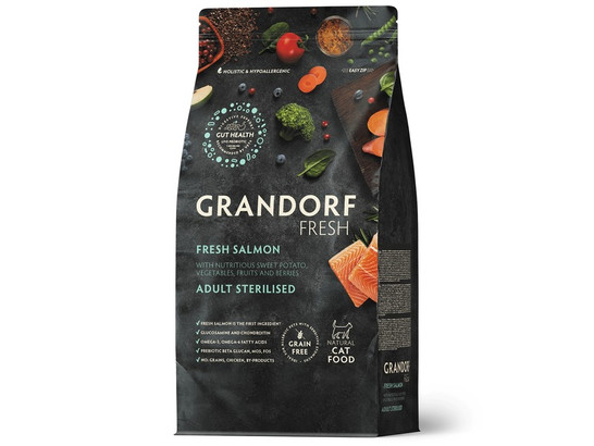 GRANDORF Fresh Cat STERILISED Salmon&Sweet Potato (Свежее филе лосося с бататом для стерилизованных кошек) 0.4кг