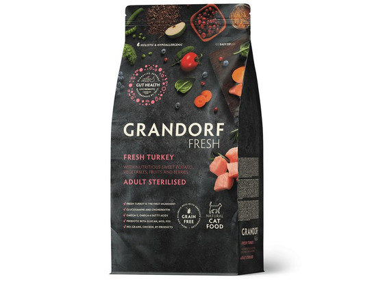 GRANDORF Fresh Cat STERILISED Turkey&Sweet Potato (Свежее мясо индейки с бататом для стерилизованных кошек) 0.4кг