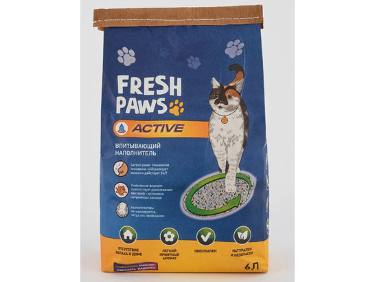 Наполнитель FRESH PAWS ACTIVE 6л впитывающий, 4кг
