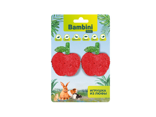 Игрушка д/грызунов Bambini Pets Куб, Яблочки из люфы, 2шт.упак.