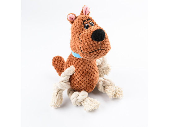 Игрушка Mr.Kranch д/с Собачка плюшевая с канатиками и пищалкой, коричн., 22см