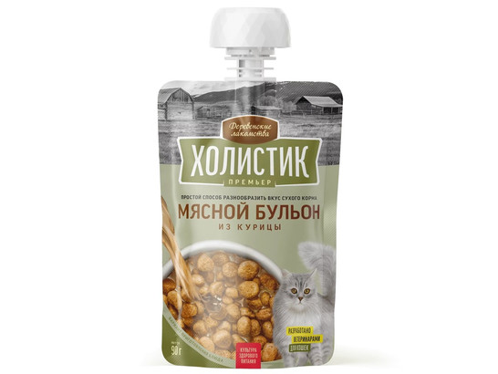 Деревенские лакомства Холистик Премьер д/к Мясной бульон из курицы 90г