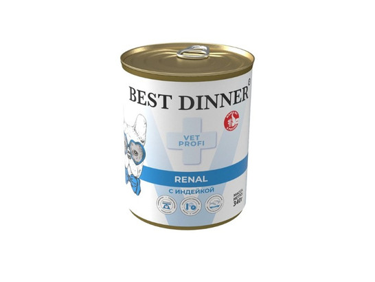 BEST DINNER для собак Renal, Индейка 0.34кг, конс.