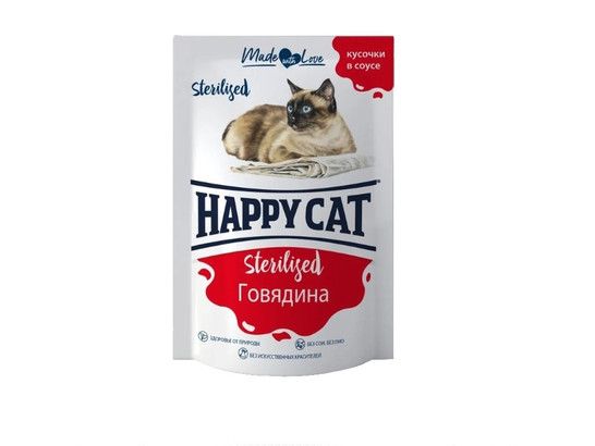 HAPPY CAT для стерилизованных кошек , 0.1кг, пауч