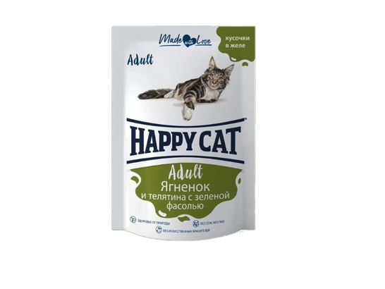 HAPPY CAT для взрослых кошек , 0.1кг, пауч