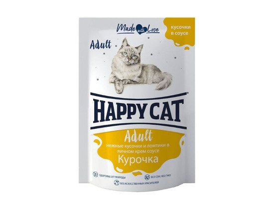 HAPPY CAT для взрослых кошек , 0.085кг, пауч