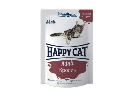 HAPPY CAT для взрослых кошек , 0.085кг, пауч
