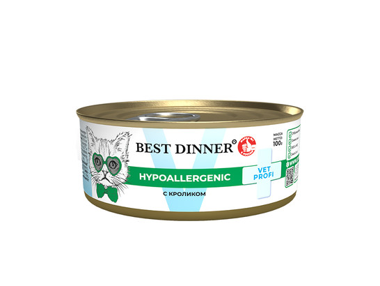 BEST DINNER для кошек и котят HYPOALLERGENIC, 0.1кг, конс.