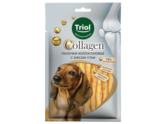 Лакомство д/собак Триол COLLAGEN Палочки коллагеновые с мясом утки, 80г (уп. 10шт.)