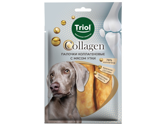 Лакомство д/собак Триол COLLAGEN Палочки коллагеновые с мясом утки, 80г (уп. 2шт.)