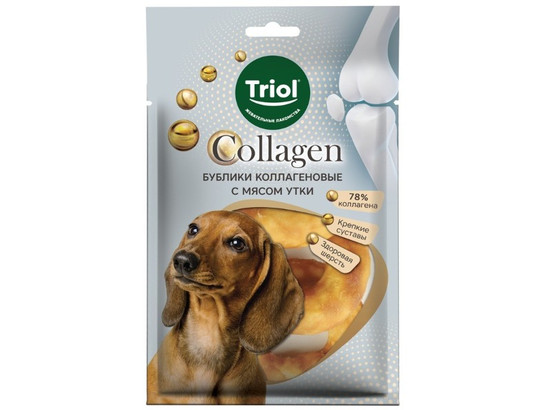 Лакомство д/собак Триол COLLAGEN Бублики коллагеновые с мясом утки, 80г (уп. 3шт.)