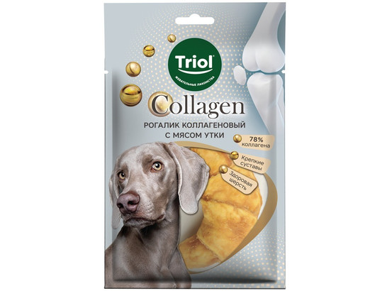 Лакомство д/собак Триол COLLAGEN Рогалик коллагеновый с мясом утки, 80г (уп. 1шт.) 
