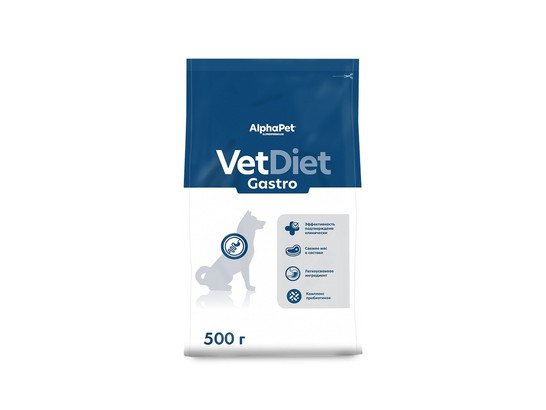ALPHAPET VET DIET GASTRO для взрослых собак 0.5кг, Индейка