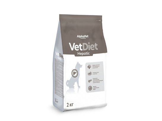 ALPHAPET VET DIET HEPATIC для взрослых собак 2.0кг, Рыба