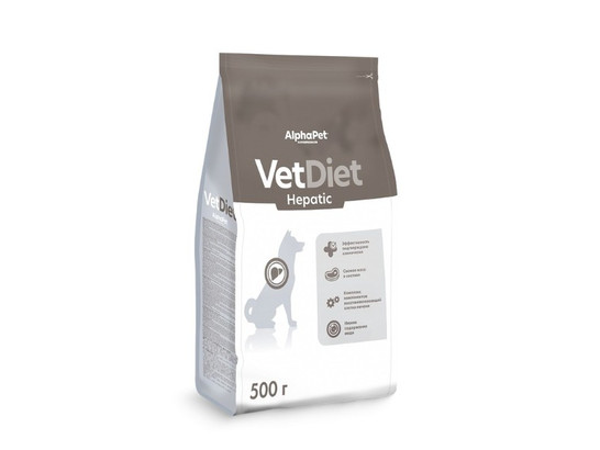 ALPHAPET VET DIET HEPATIC для взрослых собак 0.5кг, Рыба