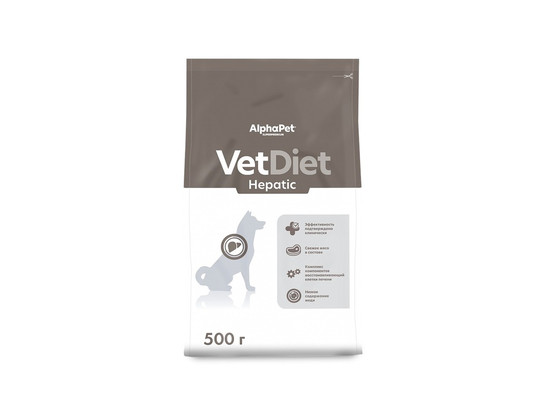 ALPHAPET VET DIET HEPATIC для взрослых собак 0.5кг, Рыба