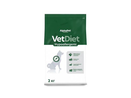 ALPHAPET VET DIET HYPOALERGENIC для взрослых собак 2.0кг, Рыба