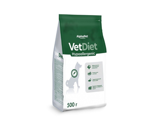 ALPHAPET VET DIET HYPOALERGENIC для взрослых собак 0.5кг, Рыба