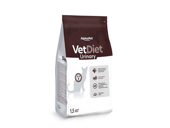 ALPHAPET VET DIET URINARY для взрослых кошек 1.5кг, Индейка