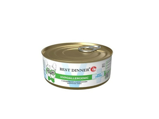 BEST DINNER для собак HYPOALLERGENIC, 0.1кг, конс.