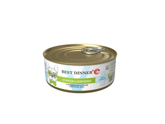 BEST DINNER для собак HYPOALLERGENIC, 0.1кг, конс.