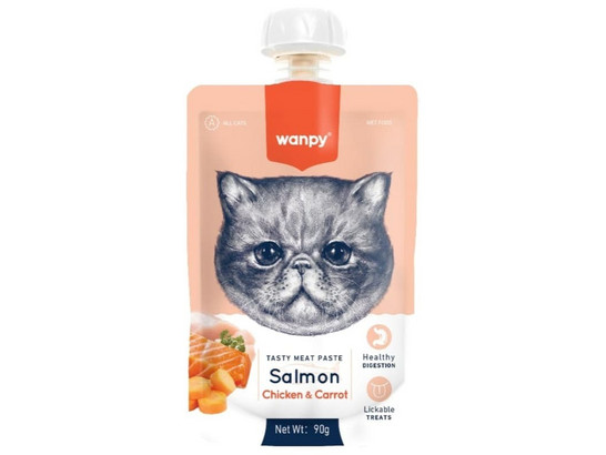 Корм Wanpy Cat  д/кошек 90г Мясной мусс из лосося и курицы с морковью