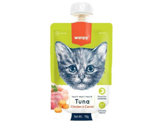 Корм Wanpy Cat  д/кошек 90г Мясной мусс из тунца и курицы с морковью