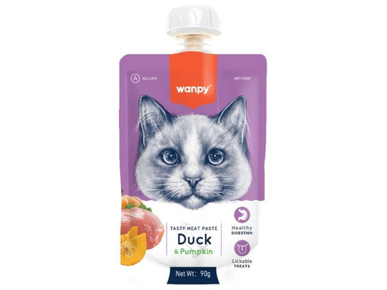 Дополнительный корм Wanpy Cat  д/кошек 90г Мясной мусс из утки и тыквы