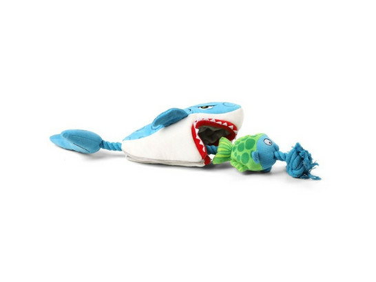 Игрушка д/с GiGwi CATCH & FETCH Акула с рыбой на веревке, 51см