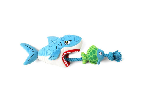 Игрушка д/с GiGwi CATCH & FETCH Акула с рыбой на веревке, 51см