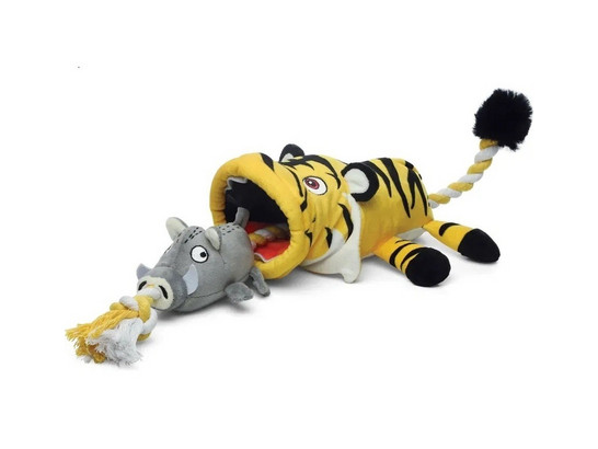 Игрушка д/с GiGwi CATCH & FETCH Тигр с кабаном на веревке, 53см